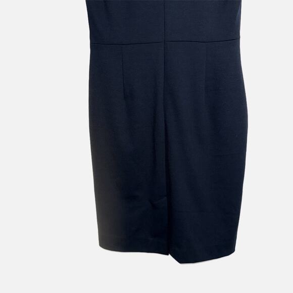 Banana Republic Sheath Dress Women’s 0 Navy V‑Neck Faux Leather Trim Workwear - Picture 5 of 13
